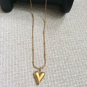 Gold Heart Pendant beaded Necklace | Minimal Everyday layering Jewelry
